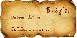 Balean Áron névjegykártya